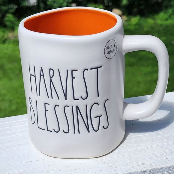 Harvest Blessings Pumpkin Ceramic Coffee Mug Rae Dunn Double Sided Coffee Mug - Picture 7 of 10